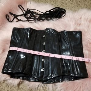 PVC leather steel boned corset